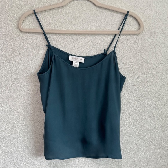 Jones New York Tops - VTG Y2K Jones New York Petite Teal‎ Silk Camisole Tank Top 8P Dainty Fairycore